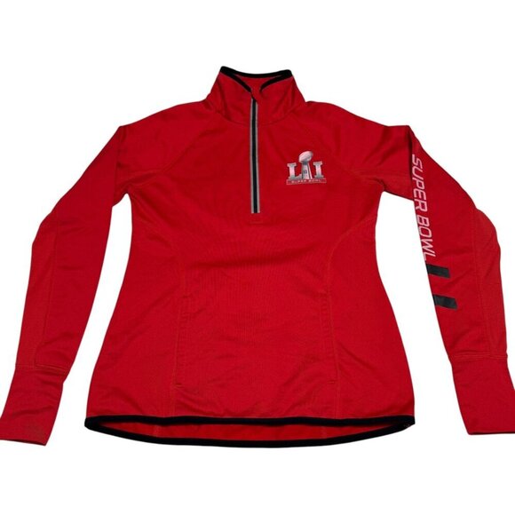 NFL Team Apparel Womens Super Bowl LI 51 Red Quarter Zip Pullover Small - Picture 1 of 9